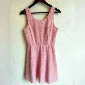 Forever 21 Pink & White Print A-Line Dress Size Medium